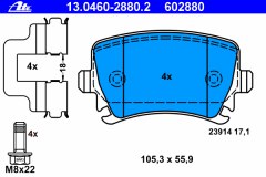 13.0460-2880.2_=GDB1622=1031 00 колодки дисковые з Golf для VW JETTA III (1K2) 1.6 TDI 2009-2010, код двигателя CAYC, V см3 1598, кВт 77, л.с. 105, Дизель, Ate 13046028802